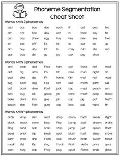 a printable worksheet for phoneme segmentation with words and pictures on it