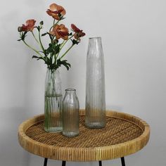 Slender forms of recycled glass are blown into organic molds with gentle ribbing creating slender vases perfect for 1, 2 or 3 stems, the simplest of arrangements. Wrought Studio™ | Wrought Studio™ Melba Ribbed Vase, Glass - Lrg Glass in Clear | 11.5" H X 2.75" W X 2.75" D | Wayfair Ribbed Vase, Paper Mache Bowls, Vase Glass, Flower Wall Decor, Large Vase, Recycled Glass, Bath Accessories, Flower Wall, Fresh Flowers