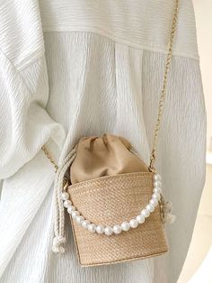 🐣. Offer Xtras! Qteee - Faux Pearls Decor Drawstring Bucket Bag - Women Satchels for $26.99 Pearls Decor, Pearl Clutch Bag, Ripped Jeans Style, Pearl Clutch, Bride Bag, Honeymoon Gifts, Bridesmaid Bags, Crochet Clutch, Holiday Bag