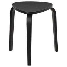 a small black stool with curved legs on an isolated white background for use as a side table