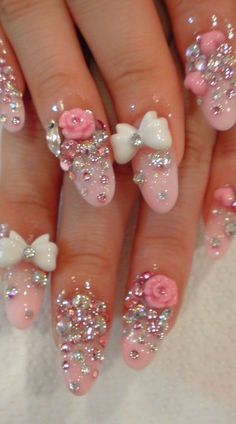 Princesscore Nails, Gyaru Nails, Kawaii Nail Art, Soft Nails, Dream Nails, Pretty Acrylic Nails