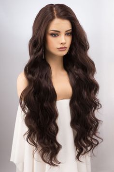 Brunette Dark Chocolate Wig Lace Front Wig 13 X 6 Large Lace Top Wig Margaret - Etsy Dark Chocolate Brunette, Silver Blonde Ombre, Chocolate Brunette, Chocolate Texture, Blonde Ombre Balayage, Celebrity Wigs, Top Wig, Wig Lace Front, European Hair