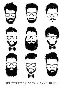 Men In Glasses, Hairdresser Tattoo, Beard Silhouette, Beard Illustration, Beard Logo, Beard Art, Glasses Collection, Men Hairstyle, Fashion Silhouette