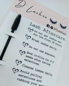 Lash Extension After Care Card, Lash Extension Branding Ideas, Lash Extensions After Care Kit, Eyelash Extensions Instagram Bio, Eyelash Extensions Room Setup, Eyelash Aftercare Instructions, Lash Information, Lash Tech Instagram Names, Lash Party Ideas