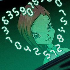 an animated girl with numbers coming out of her face