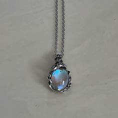 Beautiful New Oval Iridescent Stone In A Silver Ornate Setting On A 22” Adjustable Chain. Moon Stone Necklace Crystals, Cute Animal Quotes, Mood Stone, Ocean Necklace, Boy Celebrities, Amulet Necklace, Stone Pendant Necklace, Moonstone Necklace, Crystal Necklace Pendant