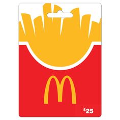 a mcdonald's gift card with fries in the middle and an image of a hot dog on it