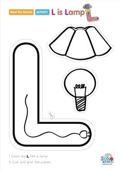 the letter l is for lamp coloring page