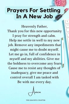 prayer for sitting in a new job on a desk with keyboard, mouse and other office supplies