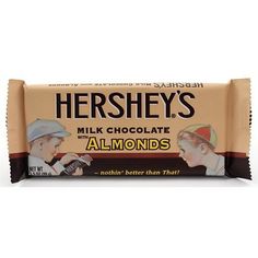 hershey's milk chocolate bar with almonds on the front and back side