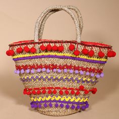 Exterior: woven straw Interior: canvas lining Dimensions: 9.5" W x 10" H x 5" D Features a drawstring closure and double straps Mystique Sandals, Leather Totes, Beach Bags, Beach Bag, You Bag, Leather Tote, Bend, Straw Bag, Clutches