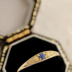 Rings Women Aesthetic, Gold And Blue Jewelry, Ring Bands For Women, Blue Gold Jewelry, Birth Ring, Unique Gemstone Engagement Rings, Round Stone Ring, Stones Rings, Birth Stones