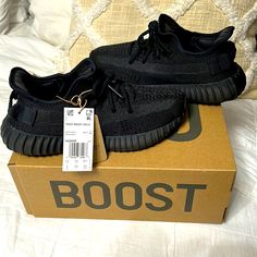 These Yeezy Boost 350 V2 Are In Excellent Condition! They Were Worn A Couple Of Times. It Has Its Tags And Original Box. Men’s Size 6 Black Original Adidas Shoes Black, Black Yeezy, Black Adidas Shoes, Yeezy 350 V2, Mens Yeezy, Air Plane, Shoes Outfit Fashion, Yeezy Boost 350 V2, Shoes Outfit