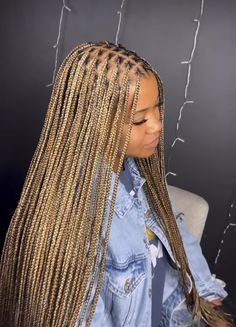 Blonde Box Braids Hairstyles, Blonde Knotless Box Braids, Box Braids Hairstyle, Blonde Knotless, Braiding Hair Colors, Knotless Box Braids, Blonde Box Braids, Big Box Braids Hairstyles, Blonde Braids