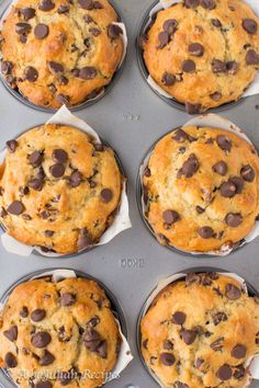 chocolate chip muffins in the pan ready to be baked