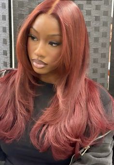 Simple Wigs For Black Women, Wig Inspo Color, Red Peach Hair, Layered Hair Black Women, Graduation Hair, Hairstyles Wigs, Long Weave, Ginger Peach, Wig Ideas