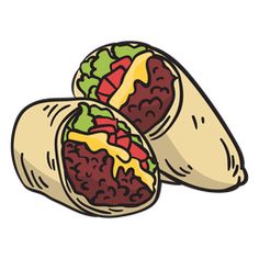 two burritos with cheese and lettuce on them