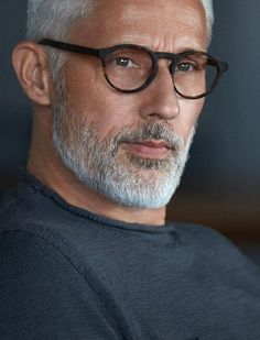 Grey Beards for Men: Embracing Your Silver Streaks with Style and Sophistication - mens-club.online Beards For Men, Men Embracing, Mens Eye Glasses, Bald Men Style, Mens Glasses Fashion