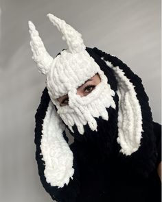 Crochet Bunny Hat Aesthetic, Dead Bunny, Bunny Mask, Crochet Mask, Knitted Balaclava, Halloween Contacts, Halloween Hats, Ski Mask, Halloween Activities