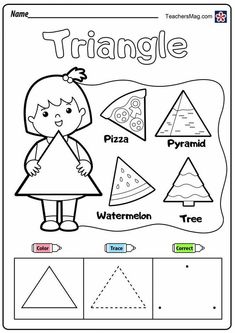 a worksheet with different shapes and words to help students learn how to make triangles