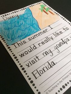 this summer i would really like to visit my grandpa's florida writing activity for kids