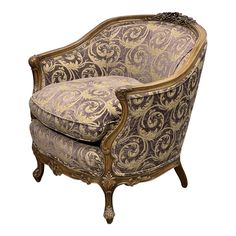 an ornately decorated chair is shown against a white background