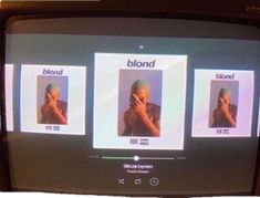 an old television with pictures of older people on it's screen and the words blond