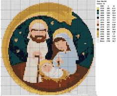 the birth of jesus is depicted in this cross stitch pattern