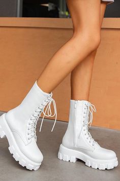 Details: Women Boots White Lace-up Shoelace Zipper Mid Calf Wedges Fall Lace-up Martin Boots With Zipper Closure, Fall Martin Boots With Zipper And Lace-up, Spring Lace-up Boots With Zipper Closure And Round Toe, White Platform Boots With Zipper For Winter, Spring High Ankle Boots With Laces, White Winter Platform Boots With Zipper, High Ankle Boots With Laces For Spring, High Ankle Lace Boots For Spring, Casual Lace-up Combat Boots With Zipper