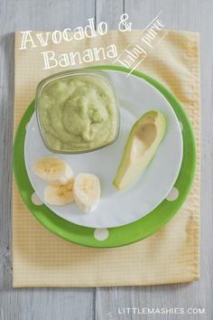 an avocado and banana smoothie on a plate