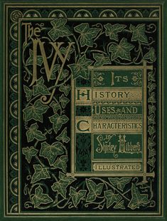 an old book cover with ivys and other things in green on the front page