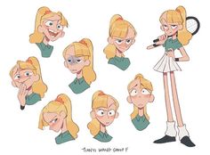 a cartoon character with various facial expressions