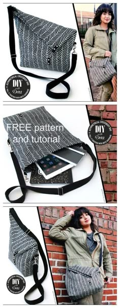 the instructions for how to make a messenger bag with an adjustable strap and zipper closure