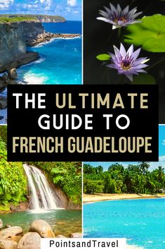 the ultimate guide to french guadeloue with pictures of waterfalls, flowers and water