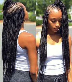 2 Layer Braids, Layer Feed In Braids, Ponytail Braided Hairstyles, Half Hairstyles, Half Down Ponytail, Black Hairstyles Braids, Down Ponytail, Layer Braids, Ponytail Braided