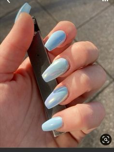 Blue Chrome Nails Coffin, Chrome Nails Coffin, Baby Blue Chrome Nails, Light Blue Chrome Nails, Afro Hairstyles Women, Baby Blue Acrylic Nails, January Nail Designs, Ballerina Nails Designs, Blue Chrome Nails