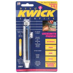 the kwick lockpick is in its package with instructions on how to use it