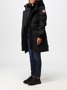 Jacket CANADA GOOSE Woman color Black Canada Goose Coat, Canada Goose Jacket, Canada Goose Women, Parka Coat, Italian Fashion Designers, Embroidered Jacket, Crop Jacket, Black Jacket, Casual Jacket