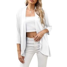 Women's Summer Kimono Cardigans Ruffle Bell Sleeve Sweaters Lace Cover Up Loose Blouse Tops - Walmart.com Lightweight Open Front Cardigan, Business Jacket, Cardigan Kimono, Casual Kimono, Womens Tops Dressy, Dressy Blouse, Lace Sweater, Bell Sleeve Sweater, Casual Cardigans