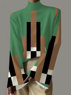 Affordable Fitted Color Block Shirt, Affordable Green Color Block T-shirt, Affordable Black Color Block T-shirt, Mock Neck And T Shirt, Buy Shirts, Turtleneck Shirt, Long Sleeve Turtleneck, Turtle Neck Top, Trendy Tops