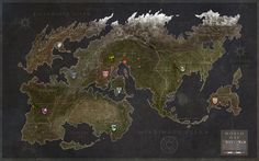 a map of the world with many different locations