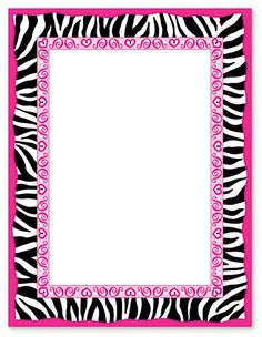 a pink and black zebra print frame on a white background with an empty space in the middle