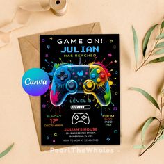 a card with a video game controller on it