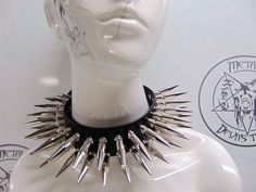 GHOST A.B.. LEATHER SPIKED UNISEX CHOKER.BLACK METAL. (MDLC0184) | eBay Big Spiked Choker, Spike Aesthetic, Satanic Fashion, Zombie Dragon, Choker Outfit, Spike Choker, Spiked Choker, Black Leather Choker, Choker Black