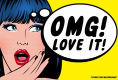 an image of a woman with speech bubble saying omg love it