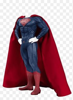 a man in a superman costume standing with his hands on his hips, wearing a red cape