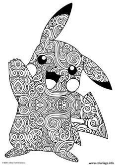 a black and white drawing of a rabbit with swirls on it's body