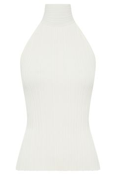 Comfort in every stitch.Introducing the LAILA Longline Halter Rib Knit Top, a fusion of sophistication and modern style. With its halter neckline and ribbed knit fabric, this top exudes timeless elegance and comfort. The racer front design adds a sporty yet chic touch, perfect for both casual outings and dressed-up occasions. Complete with a back waist tie, it offers a customisable fit that flatters your silhouette with ease. Whether paired with jeans for a relaxed look or with tailored trousers Halter Top Designs, White Halter Top, Visually Pleasing, Rib Knit Top, Fantasy Gowns, Aesthetic Shoes, Sleeveless Tops, Halter Neckline, Tailored Trousers