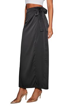 Lovely satin shines on a sultry wrap skirt that's a luxe addition to any going-out wardrobe. True wrap style with side tie closure 100% polyester Hand wash, line dry Imported Maxi Wrap Skirt, Vici Collection, Wrap Maxi Skirt, Satin Maxi, Nordstrom Store, Anniversary Sale, Wrap Skirt, Wrap Style, Going Out