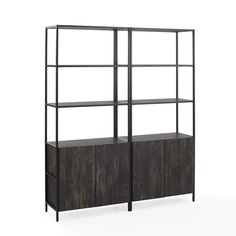 an open bookcase with two shelves on each side and one shelf in the middle